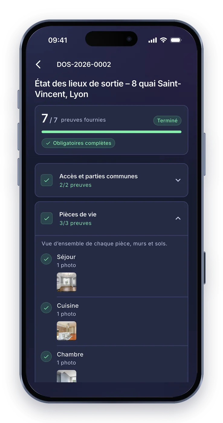 Application mobile : un état des lieux de sortie terminé, 7 preuves fournies sur 7