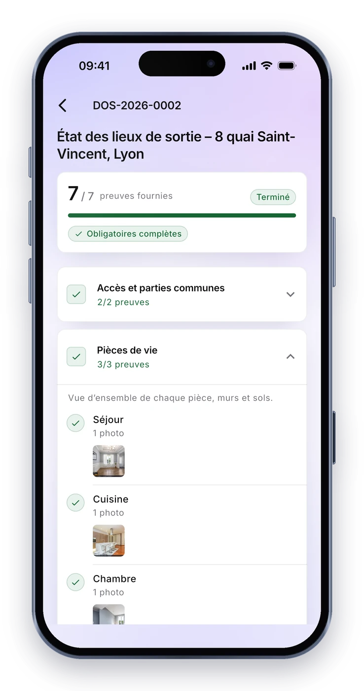 Application mobile : un état des lieux de sortie terminé, 7 preuves fournies sur 7